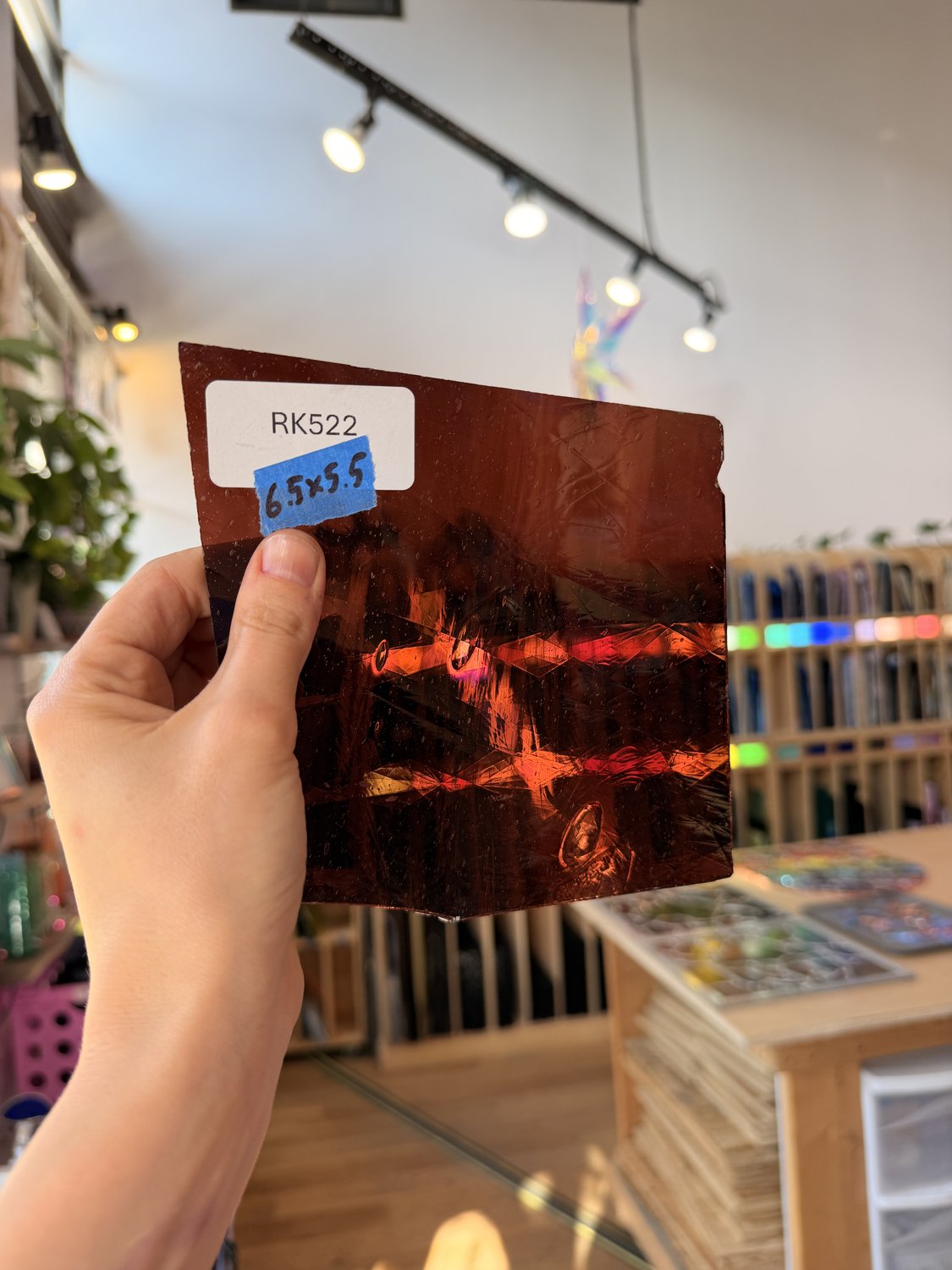 Medium Brown Mouthblown Flash (on clear) Sheet Glass