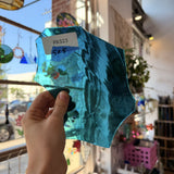 Dark Blue Mixed Wispy Mouthblown Flash (on clear) Sheet Glass