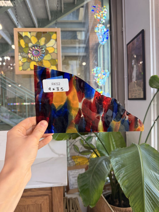 Lamberts Mouthblown S244 Blue Red and Silenium Yellow Sheet Glass Lamberts Glass