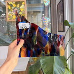 Lamberts Mouthblown S244 Blue Red and Silenium Yellow Sheet Glass Lamberts Glass 9x5.5in (LA-71789613)