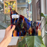 Lamberts Mouthblown S244 Blue Red and Silenium Yellow Sheet Glass Lamberts Glass 9x5.5in (LA-71789613)