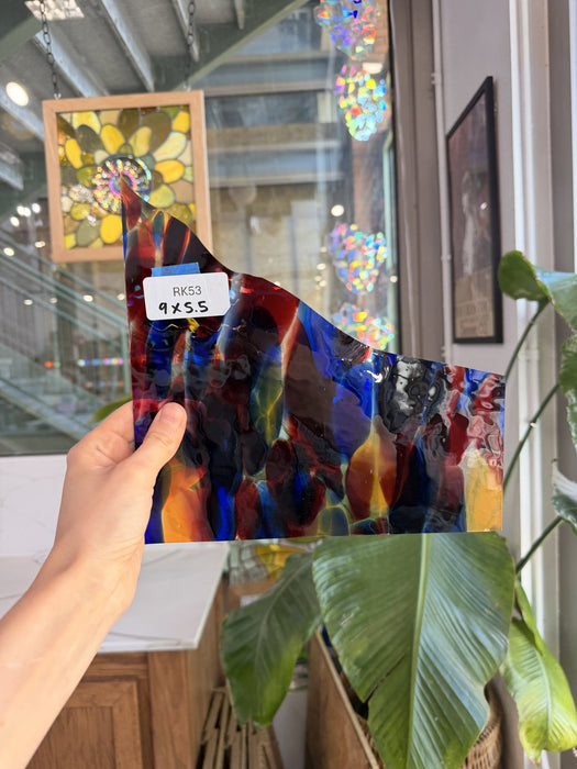 Lamberts Mouthblown S244 Blue Red and Silenium Yellow Sheet Glass Lamberts Glass 9x5.5in (LA-71789613)