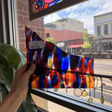 Lamberts Mouthblown S244 Blue Red and Silenium Yellow Sheet Glass Lamberts Glass