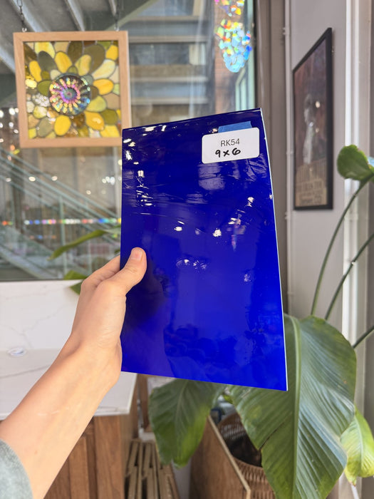 Lamberts Mouth Blown Blue & Opaque White on Clear Flash Glass S55 Sheet Glass Lamberts Glass