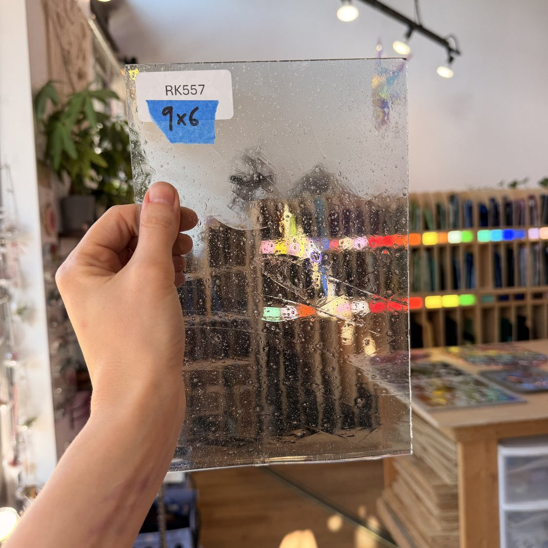 Transparent Light Gray Mouthblown Seedy Lamberts Sheet Glass