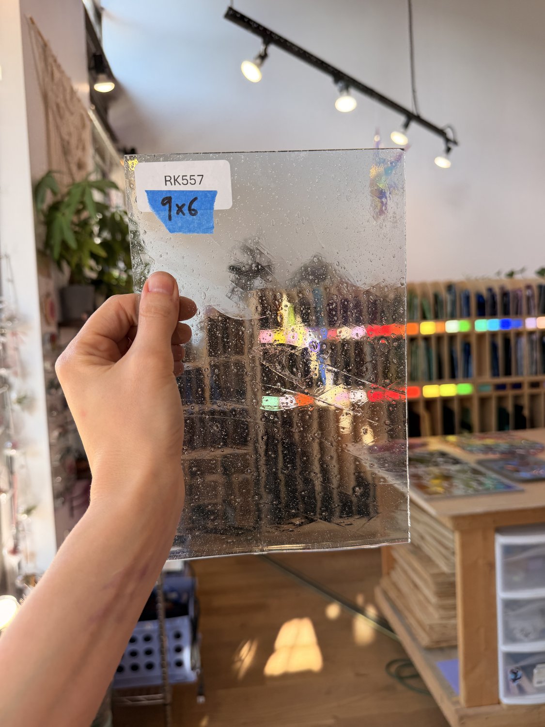 Transparent Light Gray Mouthblown Seedy Lamberts Sheet Glass