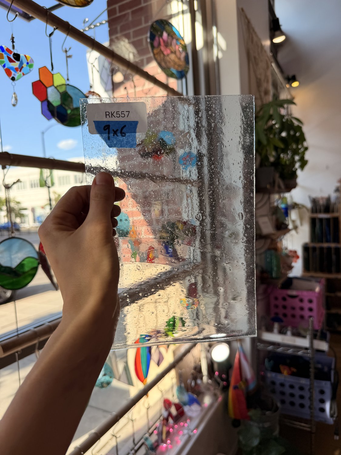 Transparent Light Gray Mouthblown Seedy Lamberts Sheet Glass