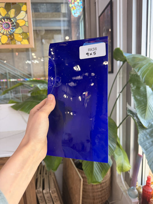Lamberts Mouth Blown Blue & Opaque White on Clear Flash Glass S55 Sheet Glass Lamberts Glass