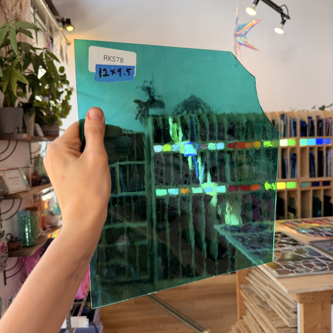 Light Teal Mouthblown Desag Sheet Glass