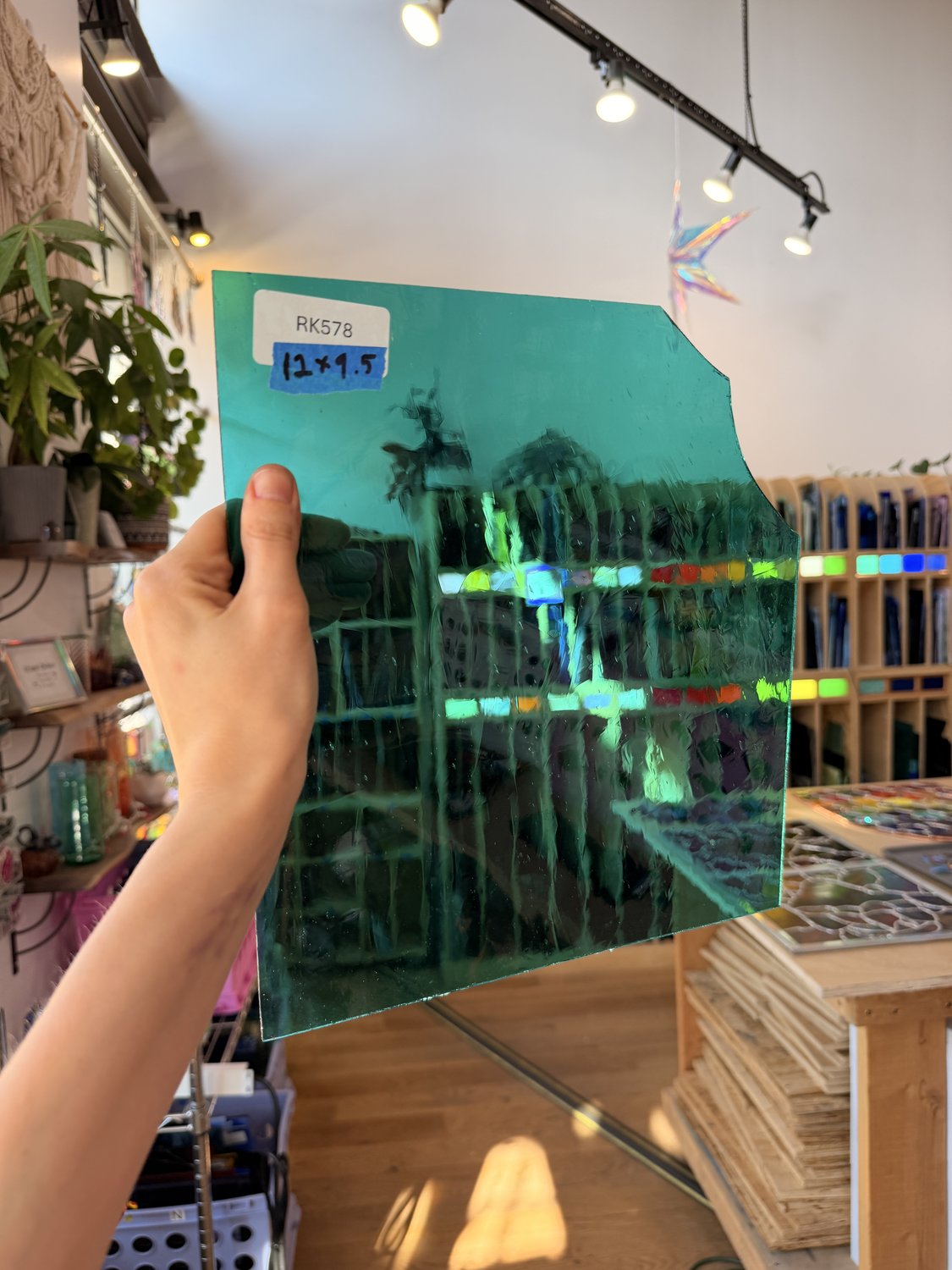 Light Teal Mouthblown Desag Sheet Glass