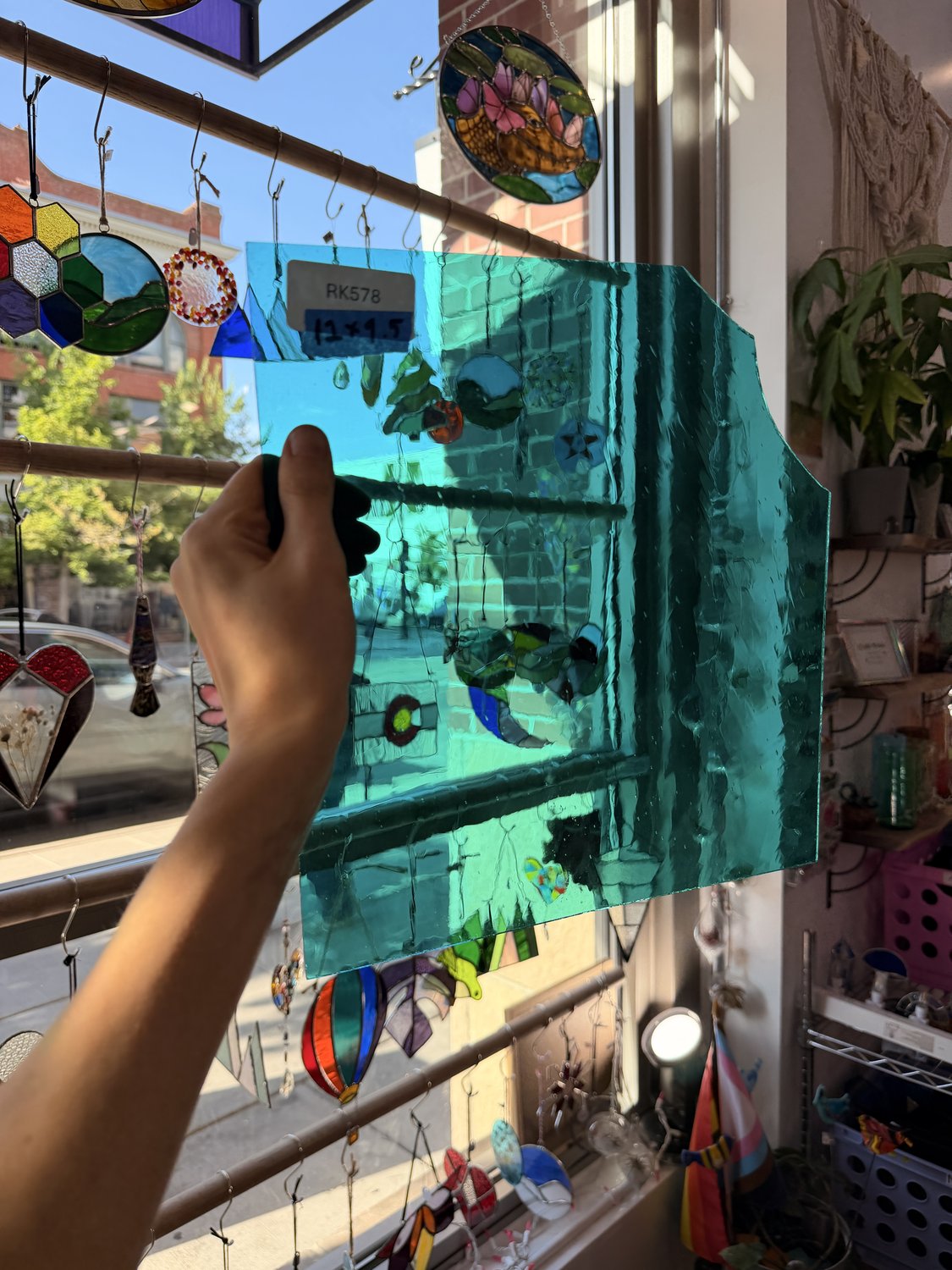 Light Teal Mouthblown Desag Sheet Glass
