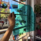 Light Teal Mouthblown Desag Sheet Glass