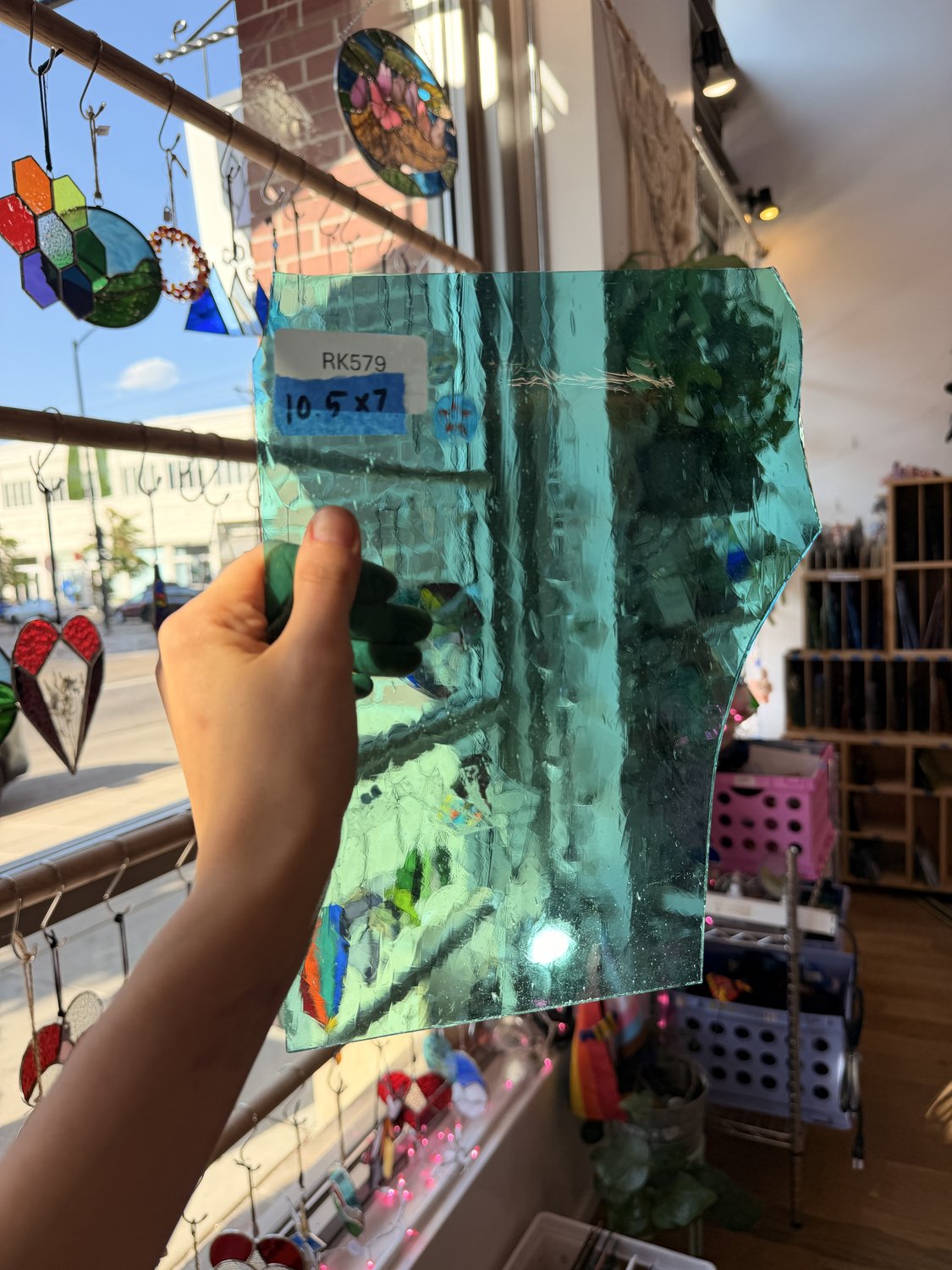 Light Teal Mouthblown Desag Sheet Glass