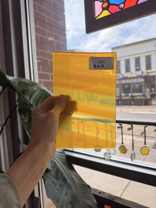 Yellow Clear Wispy S29 Mouth Blown Lamberts Flash Sheet Glass Lamberts Glass
