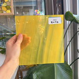 Yellow Clear Wispy S29 Mouth Blown Lamberts Flash Sheet Glass Lamberts Glass 8x7.5in (LA-32107565)
