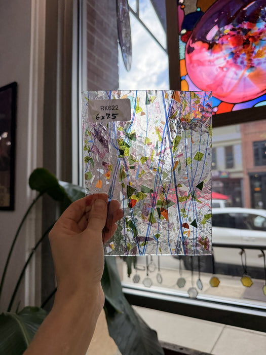 Bullseye Multicolor Confetti and Stringer Glass 90 COE Fusible Sheet Glass Bullseye Glass