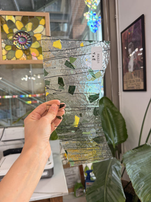 Bullseye Green and Yellow Fracture Stinger 90 COE Fusible Sheet Glass Bullseye Glass Default Title