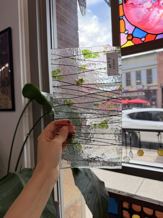 Bullseye Aventurine Green & Pink Fracture Glass Fusible 90 COE Fusible Sheet Glass Bullseye Glass