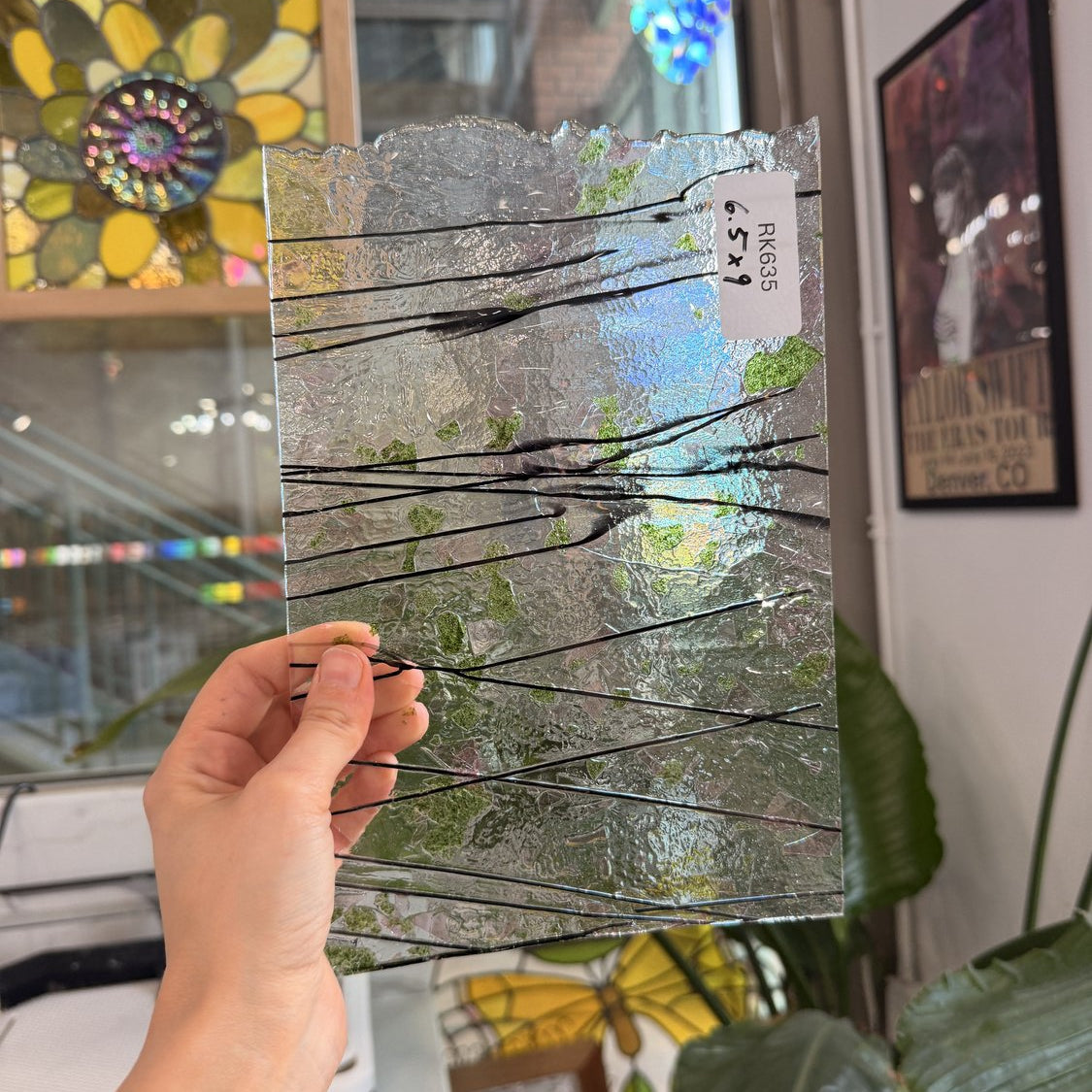 Bullseye Aventurine Green & Pink Fracture and Black Stringer Glass Fusible 90 COE Fusible Sheet Glass Bullseye Glass Default Title