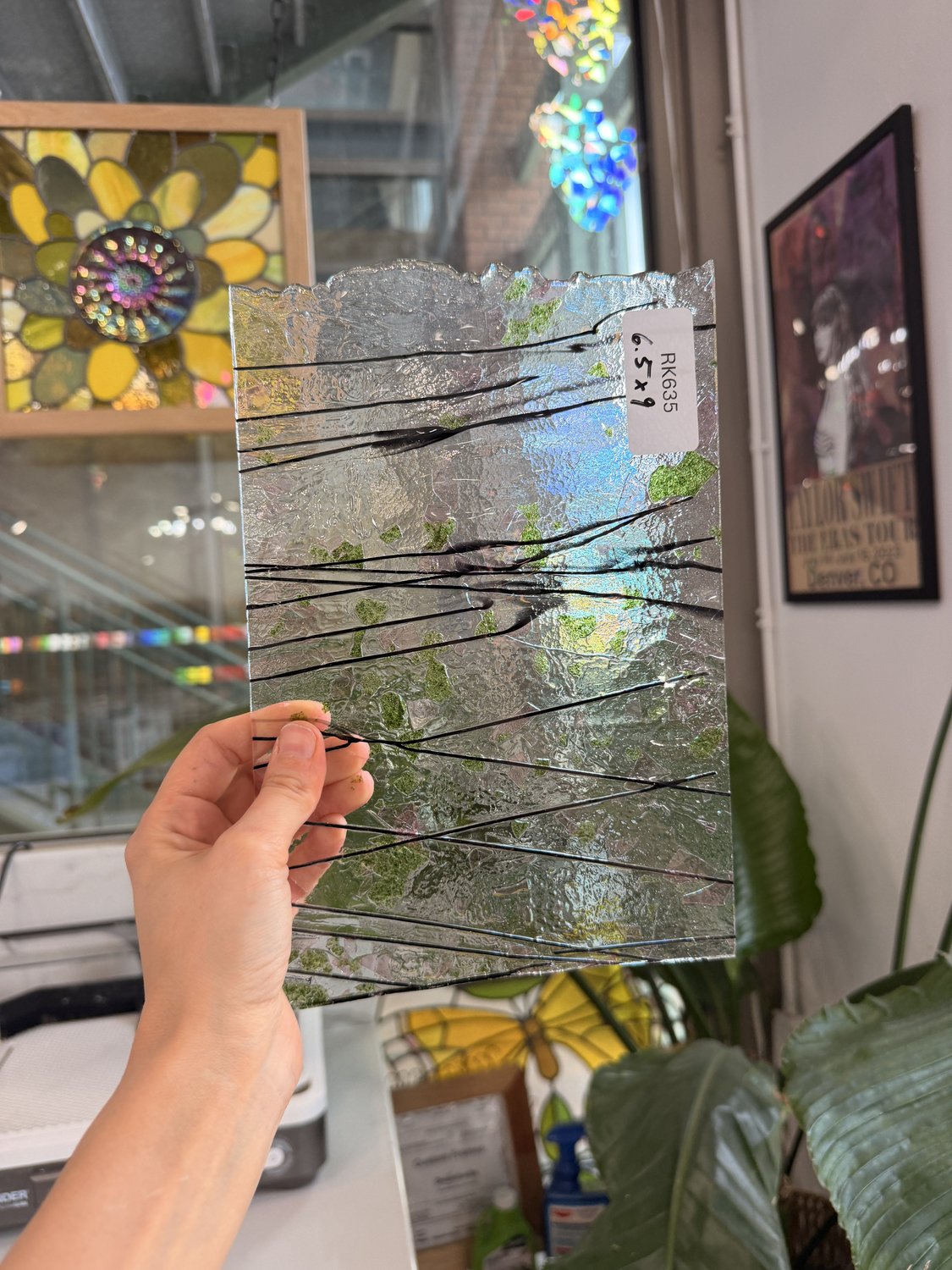 Bullseye Aventurine Green & Pink Fracture and Black Stringer Glass Fusible 90 COE Fusible Sheet Glass Bullseye Glass Default Title