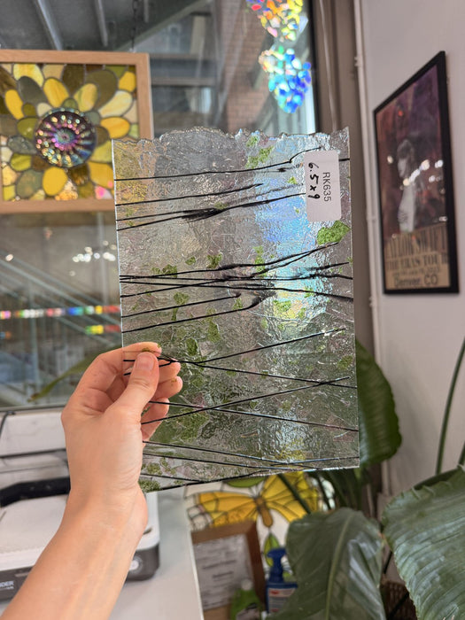 Bullseye Aventurine Green & Pink Fracture and Black Stringer Glass Fusible 90 COE Fusible Sheet Glass Bullseye Glass Default Title