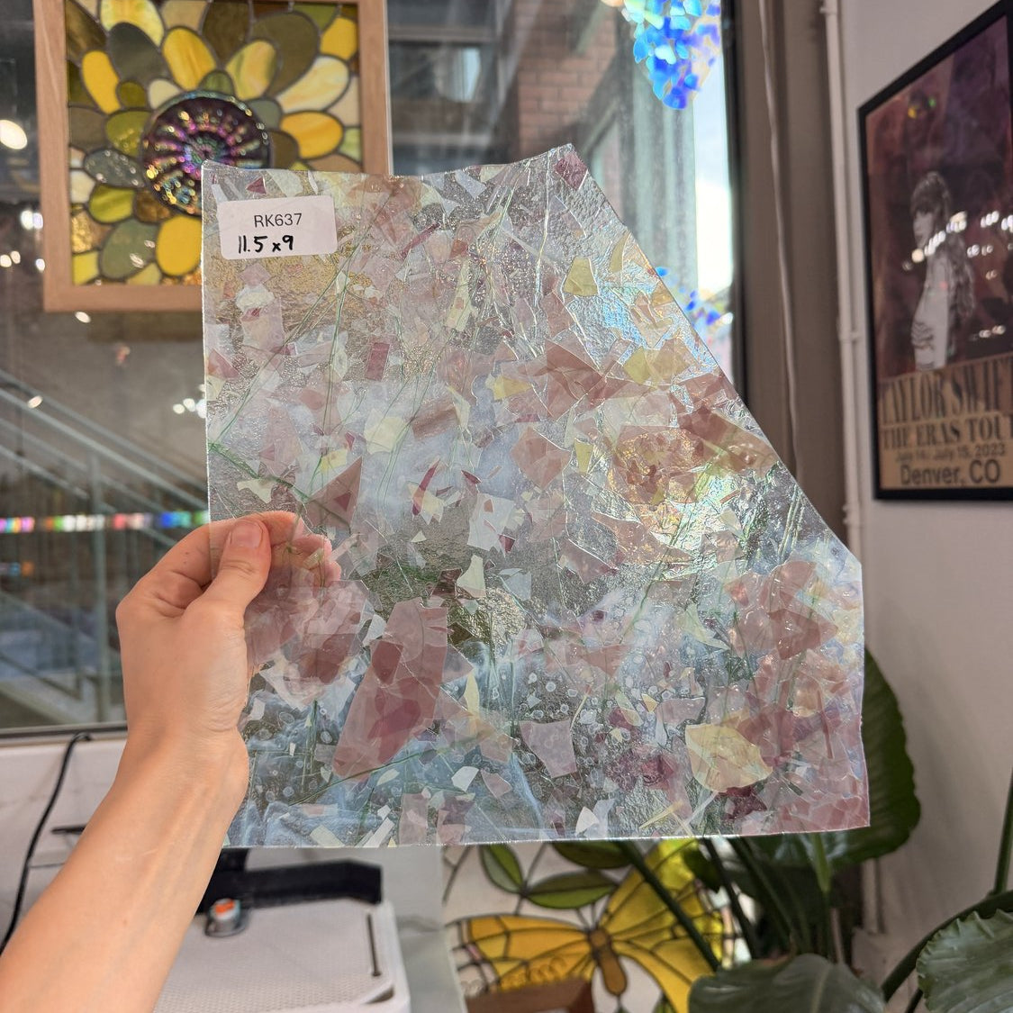Pastel Mauve Frature and Stringer Uroboros Fusible Sheet Glass Uroboros Glass