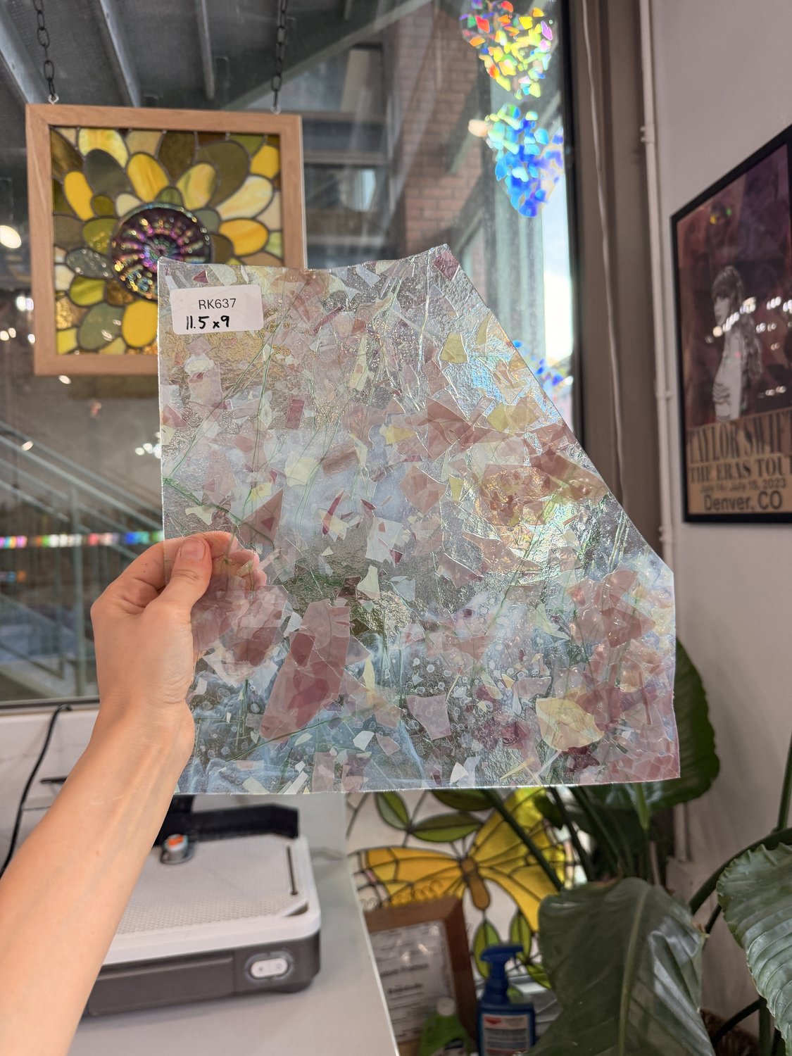 Pastel Mauve Frature and Stringer Uroboros Fusible Sheet Glass Uroboros Glass
