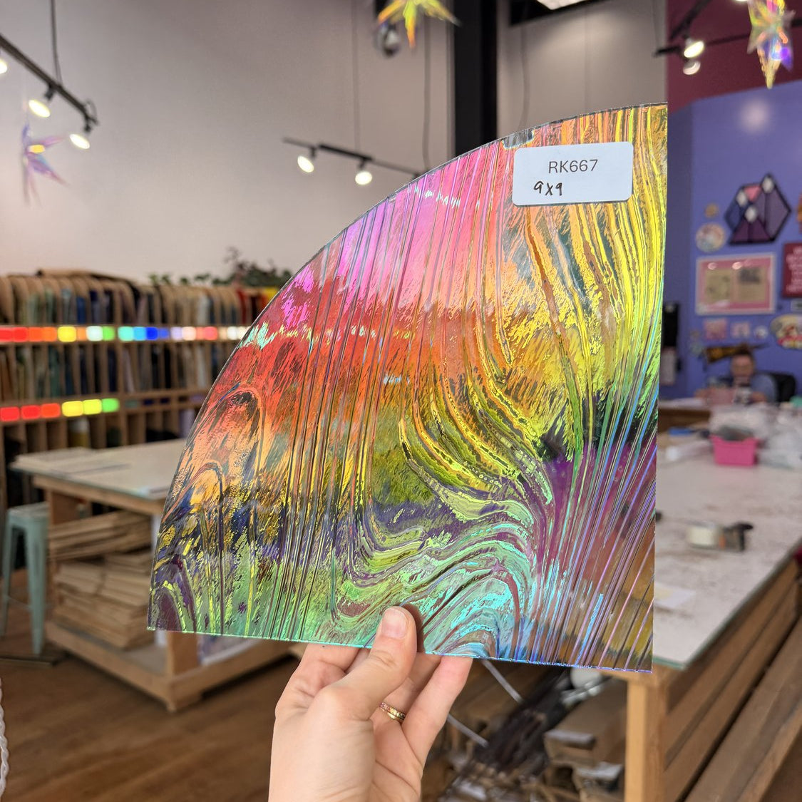 Rainbow Dichroic Barnwood Sheet Glass Colorado Glassworks RK667 (9x9in)