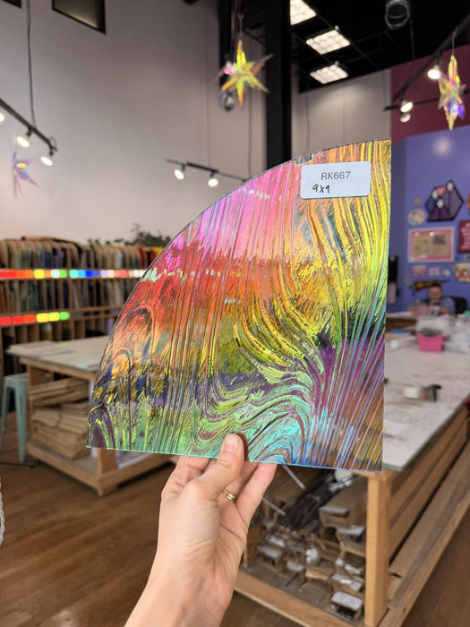 Rainbow Dichroic Barnwood Sheet Glass Colorado Glassworks RK667 (9x9in)