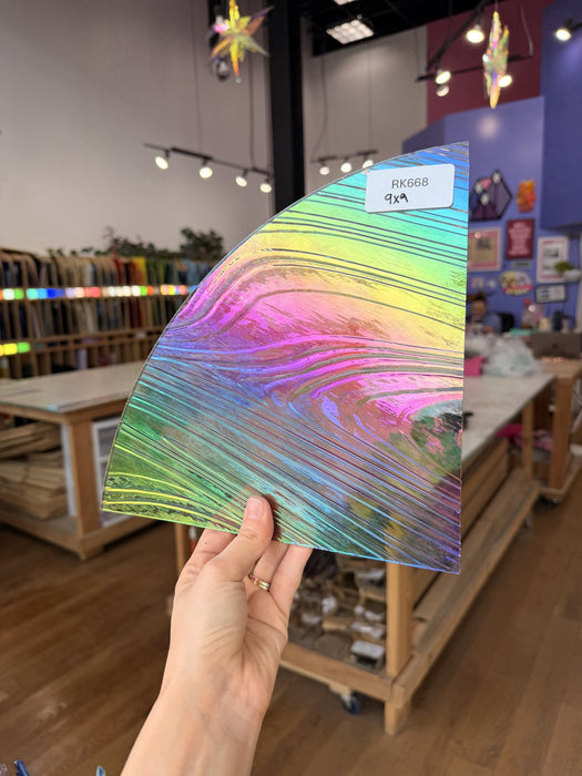 Rainbow Dichroic Barnwood Sheet Glass Colorado Glassworks RK668 (9x9in)