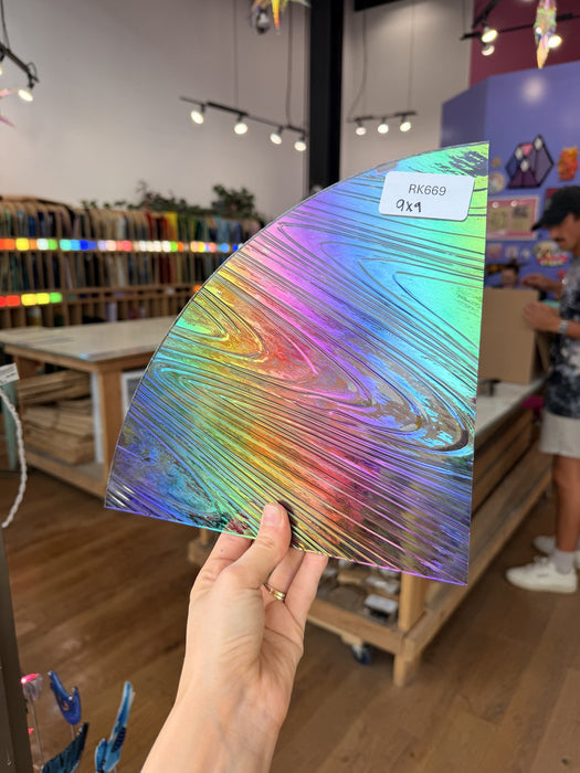 Rainbow Dichroic Barnwood Sheet Glass Colorado Glassworks RK669 (9x9in)