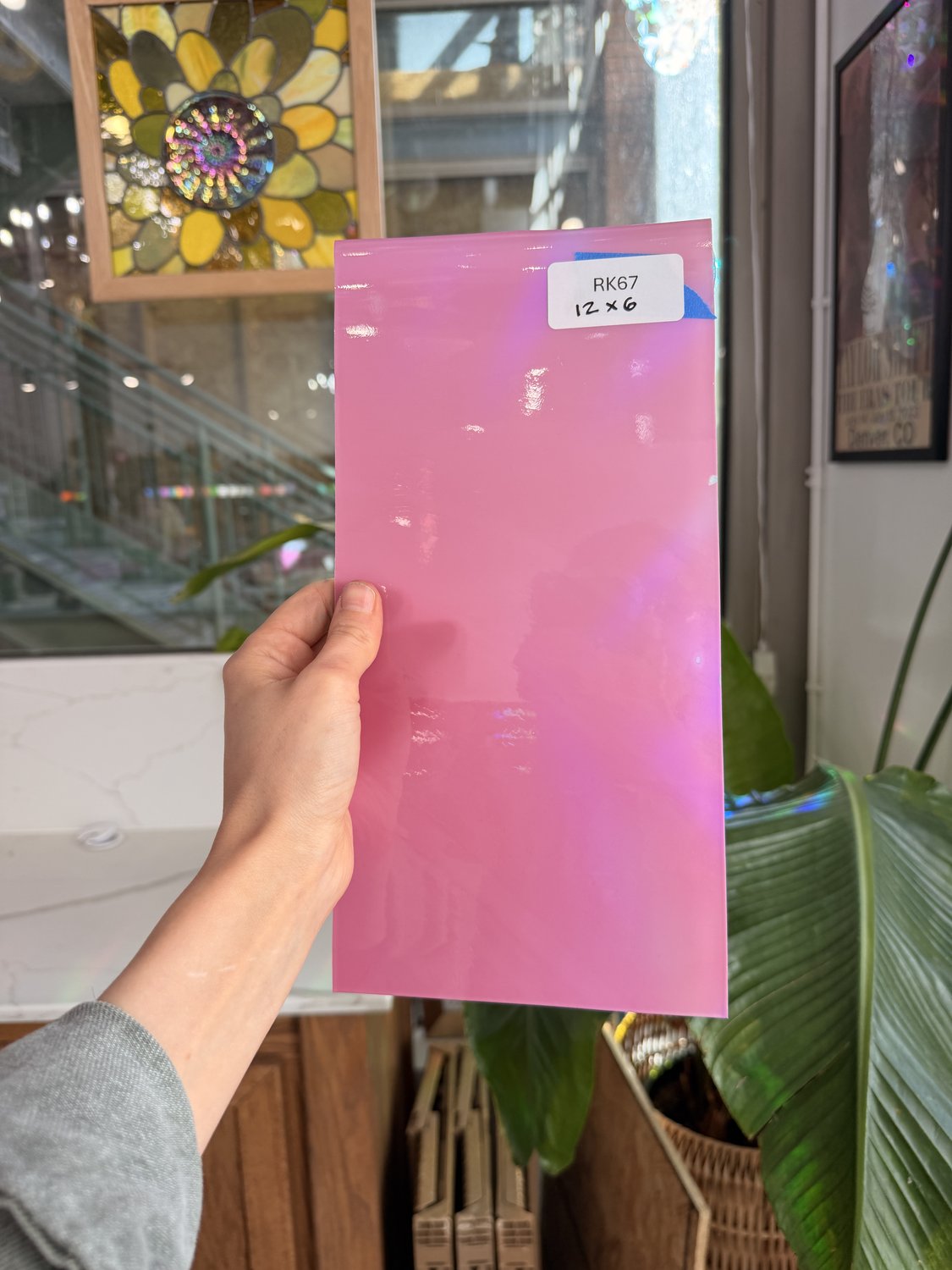 Hot Pink Opal on Clear Lamberts Flash Glass Sheet Glass Lamberts Glass RK67 (12x6in)