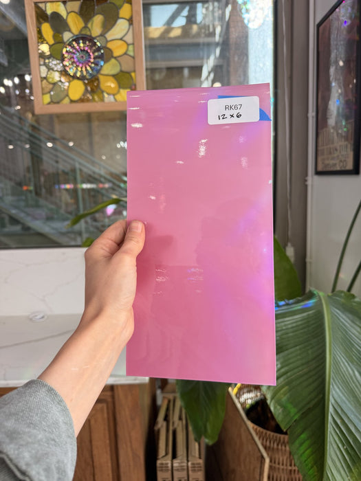 Hot Pink Opal on Clear Lamberts Flash Glass Sheet Glass Lamberts Glass RK67 (12x6in)