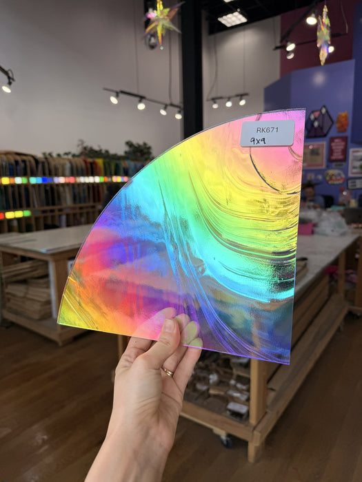 Rainbow Baroque Oceanside Fusible 96 COE Fusible Sheet Glass Oceanside Glass RK671 (9x9in)