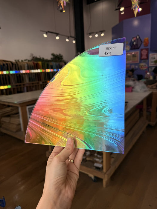Rainbow Baroque Oceanside Fusible 96 COE Fusible Sheet Glass Oceanside Glass RK672 (9x9in)