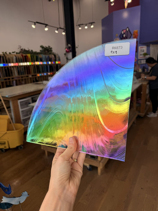 Rainbow Baroque Oceanside Fusible 96 COE Fusible Sheet Glass Oceanside Glass RK673 (9x9in)