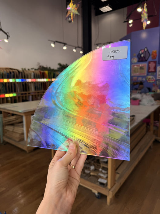 Rainbow Baroque Oceanside Fusible 96 COE Fusible Sheet Glass Oceanside Glass RK675 (9x9in)