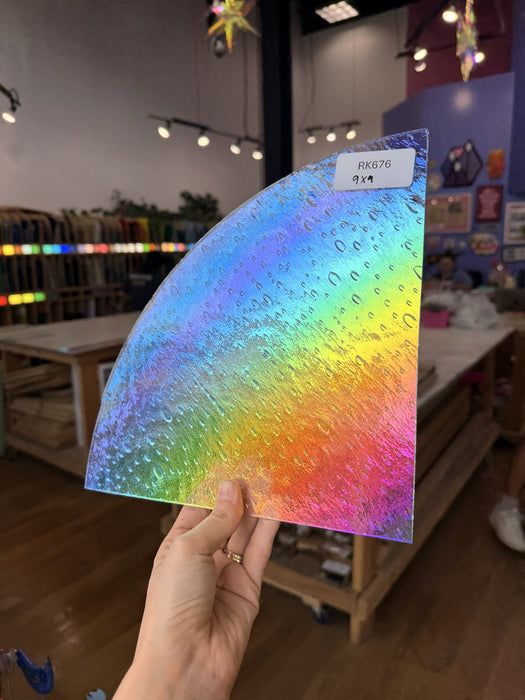 Rainbow Raindrop Oceanside Fusible 96 COE Fusible Sheet Glass Oceanside Glass RK676 (9x9in)