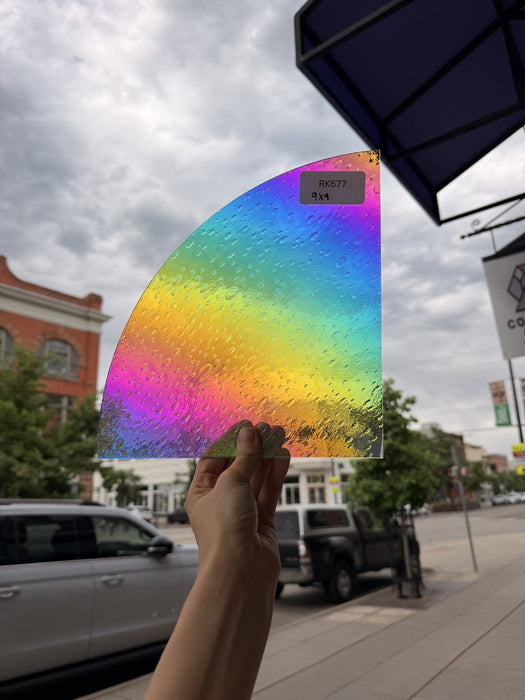 Rainbow Raindrop Oceanside Fusible 96 COE Fusible Sheet Glass Oceanside Glass