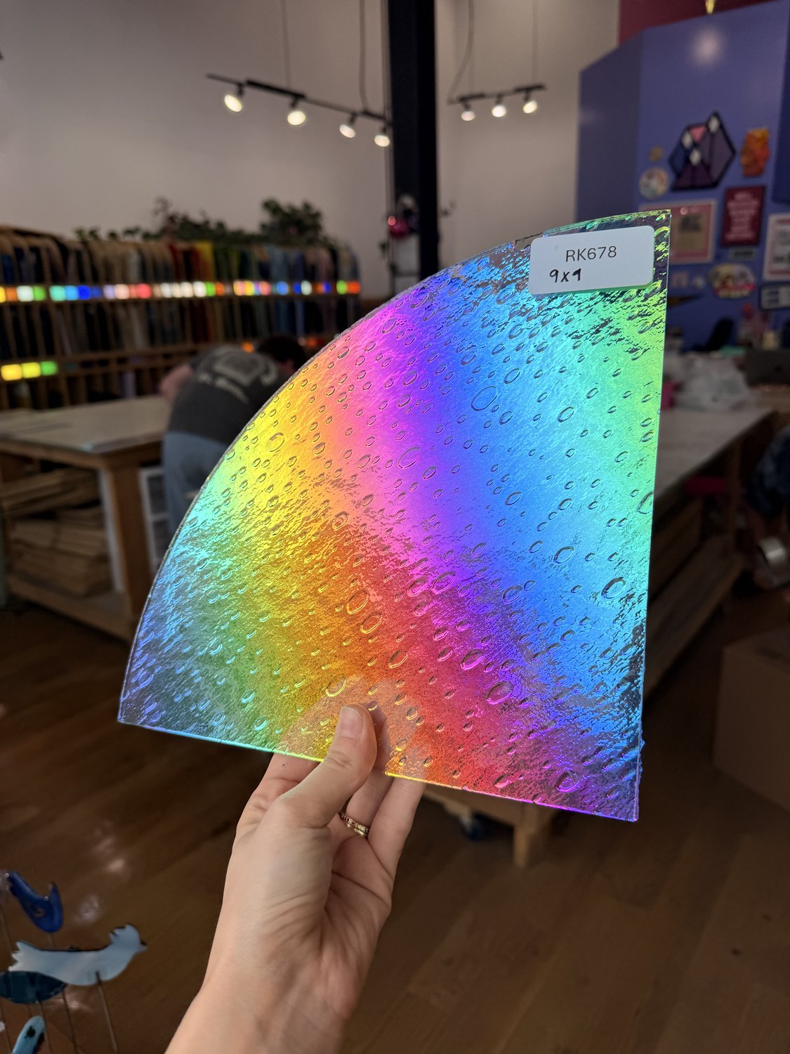 Rainbow Raindrop Oceanside Fusible 96 COE Fusible Sheet Glass Oceanside Glass RK678 (9x9in)