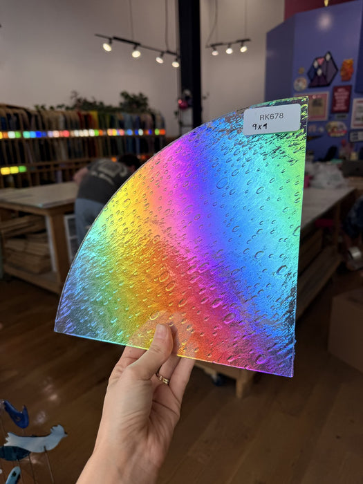 Rainbow Raindrop Oceanside Fusible 96 COE Fusible Sheet Glass Oceanside Glass RK678 (9x9in)