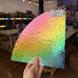 Rainbow Raindrop Oceanside Fusible 96 COE Fusible Sheet Glass Oceanside Glass RK679 (9x9in)