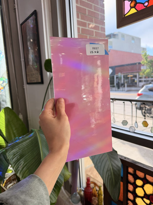 Hot Pink Opal on Clear Lamberts Flash Glass Sheet Glass Lamberts Glass