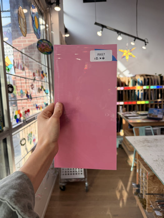 Hot Pink Opal on Clear Lamberts Flash Glass Sheet Glass Lamberts Glass
