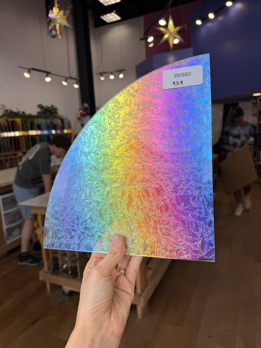 Rainbow Dichroic Glue Chip Sheet Glass Colorado Glassworks RK680 (9x9in)