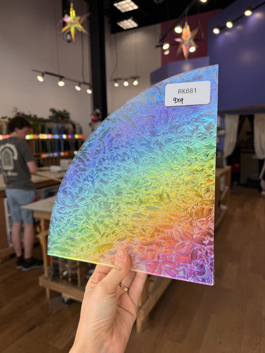 Rainbow Dichroic Glue Chip Sheet Glass Colorado Glassworks RK681 (9x9in)