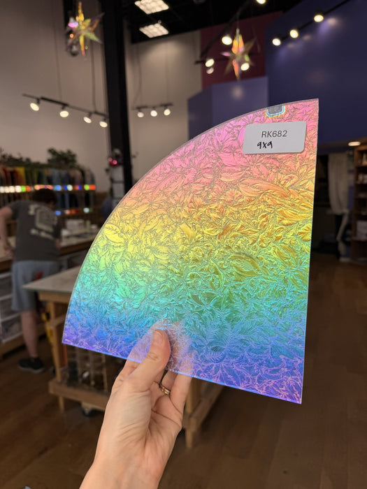 Rainbow Dichroic Glue Chip Sheet Glass Colorado Glassworks RK682 (9x9in)