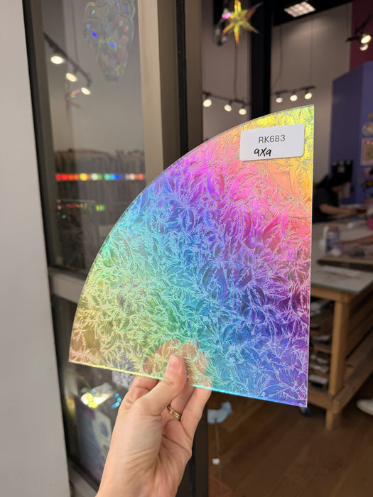 Rainbow Dichroic Glue Chip Sheet Glass Colorado Glassworks RK683 (9x9in)