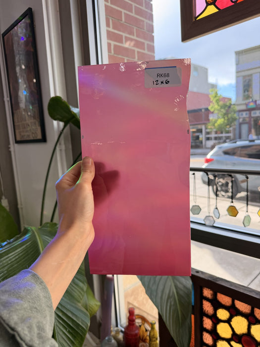 Hot Pink Opal on Clear Lamberts Flash Glass Sheet Glass Lamberts Glass