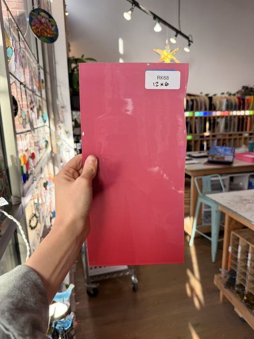 Hot Pink Opal on Clear Lamberts Flash Glass Sheet Glass Lamberts Glass